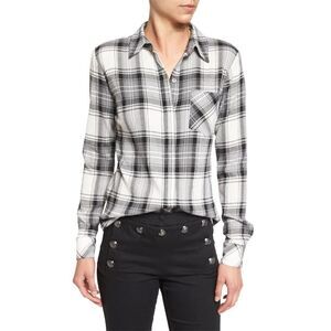 Veronica Beard Plaid Long Sleeve Button Front Shirt Size 6